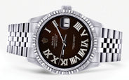Womens Rolex Datejust Watch 16200 | Fluted Bezel | 36Mm | Dark Brown Roman Numeral Dial | Fluted Bezel | Jubilee Band