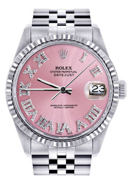 Mens Rolex Datejust Watch 16200 | Fluted Bezel | 36Mm | Pink Numeral Dial | Jubilee Band