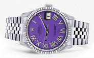 Womens Rolex Datejust Watch 16200  | 36Mm | Purple Roman Numeral Dial | Fluted Bezel | Jubilee Band