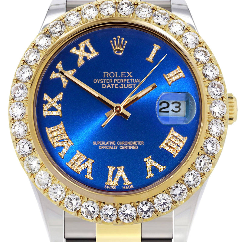 Rolex Datejust II Watch | 41 MM | 18K Yellow Gold & Stainless Steel | Custom Blue Roman Dial | Oyster Band