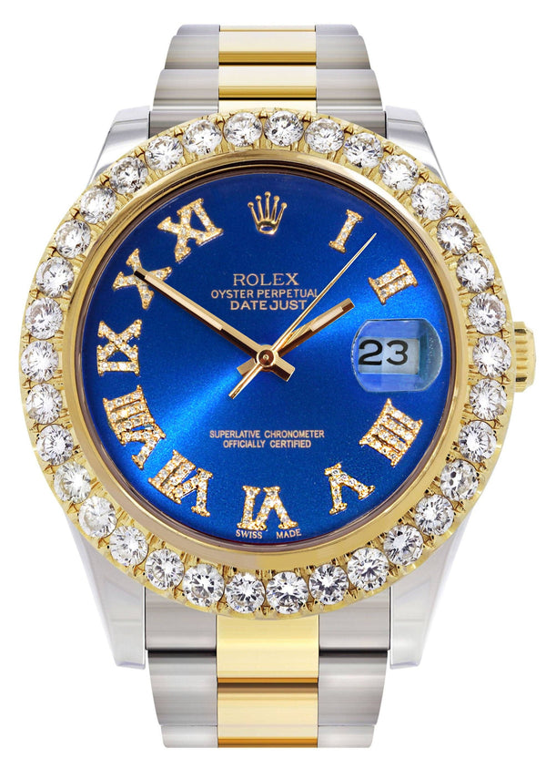 Rolex Datejust II Watch | 41 MM | 18K Yellow Gold & Stainless Steel | Custom Blue Roman Dial | Oyster Band