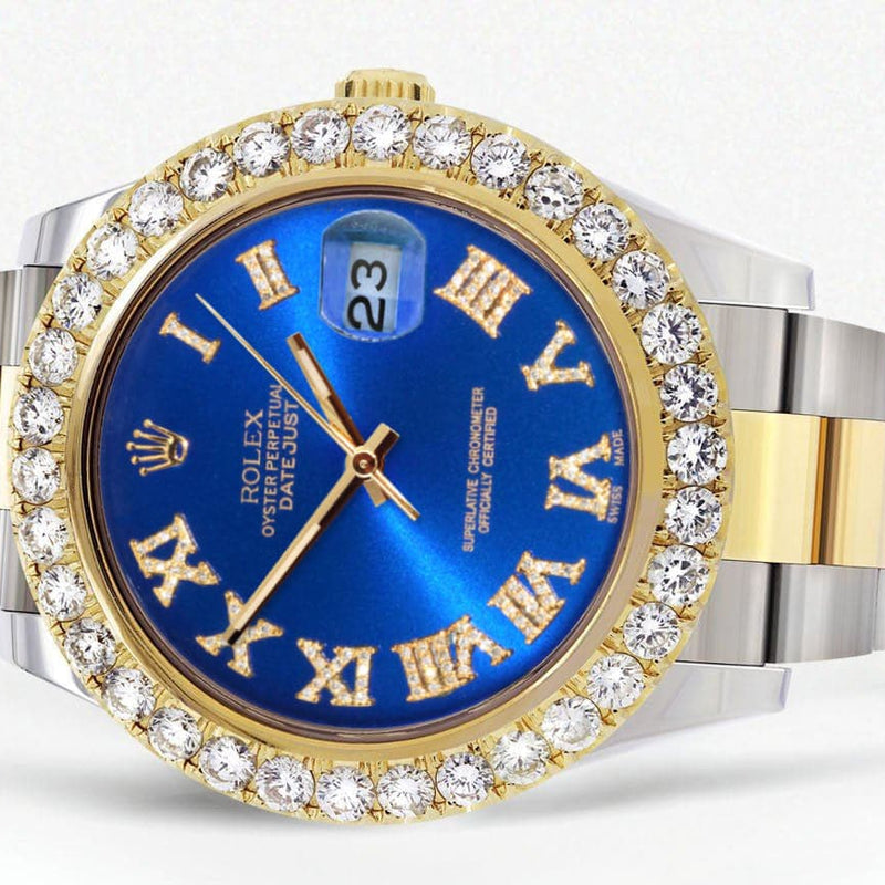 Rolex Datejust II Watch | 41 MM | 18K Yellow Gold & Stainless Steel | Custom Blue Roman Dial | Oyster Band