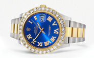 Rolex Datejust II Watch | 41 MM | 18K Yellow Gold & Stainless Steel | Custom Blue Roman Dial | Oyster Band