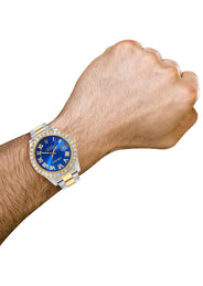 Rolex Datejust II Watch | 41 MM | 18K Yellow Gold & Stainless Steel | Custom Blue Roman Dial | Oyster Band