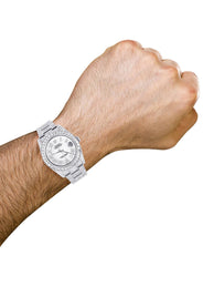 Iced Out Rolex Datejust 36 MM | Stainless Steel | 16.5 Carats of Diamonds | White Roman Diamond Dial | Oyster Band | Model 116200