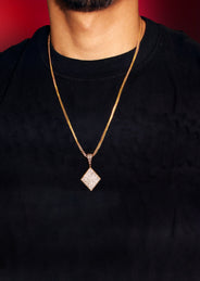 Mens Gold Plated Rope Chain & Iced Out Pendant | Appx. 16.1 Grams