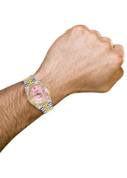 Mens Rolex Datejust Watch 16233 Two Tone | 36Mm | Pink Roman Dial | Jubilee Band