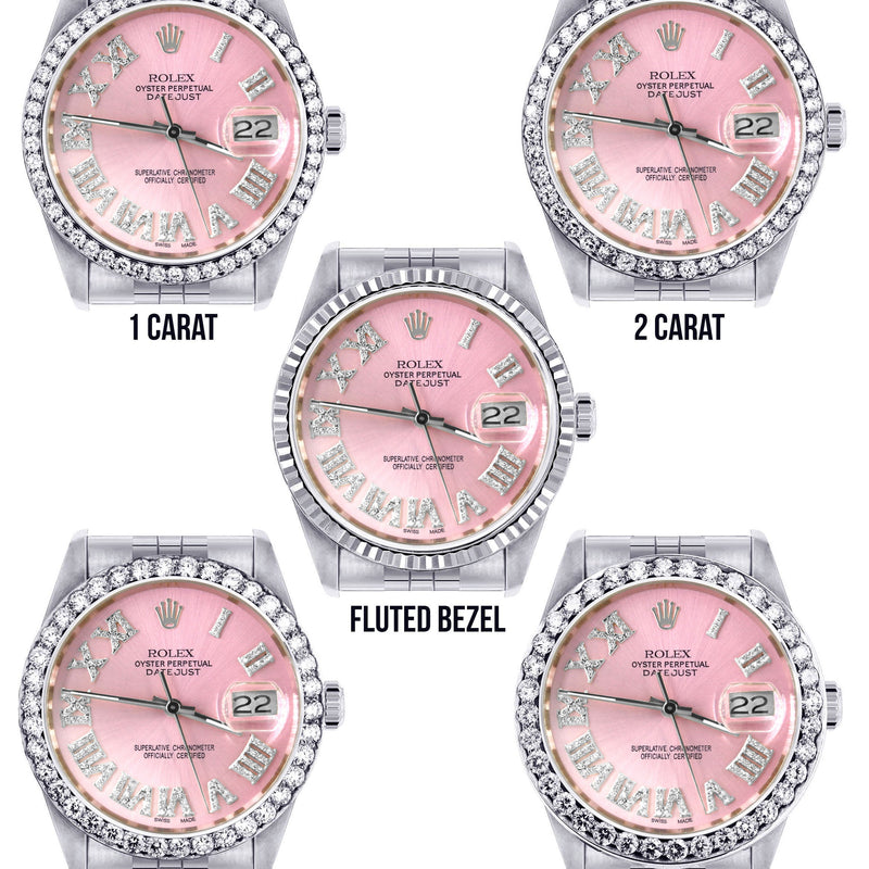 Womens Rolex Datejust Watch 16200 | 36Mm | Light Pink Roman Numeral Dial | Jubilee Band