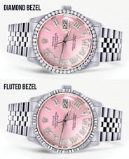 Womens Rolex Datejust Watch 16200 | 36Mm | Light Pink Roman Numeral Dial | Jubilee Band