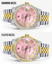 Gold & Steel Rolex Datejust Watch 16233 for Men | 36Mm | Pink Roman Dial | Jubilee Band