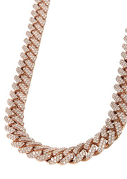 Rose Gold Iced Out Diamond Prong Cuban Link Chain 10K/14K