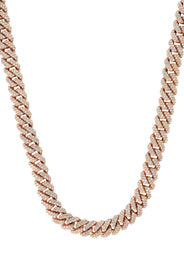 Rose Gold Iced Out Diamond Prong Cuban Link Chain 10K/14K