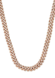 Rose Gold Iced Out Lab Grown VVS Diamond Prong Cuban Link Chain 10K/14K