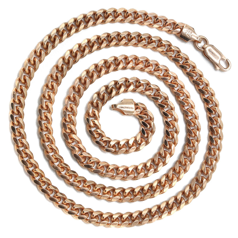 Silver Chain - Mens Rose Gold Chain / Miami Cuban Link Chain
