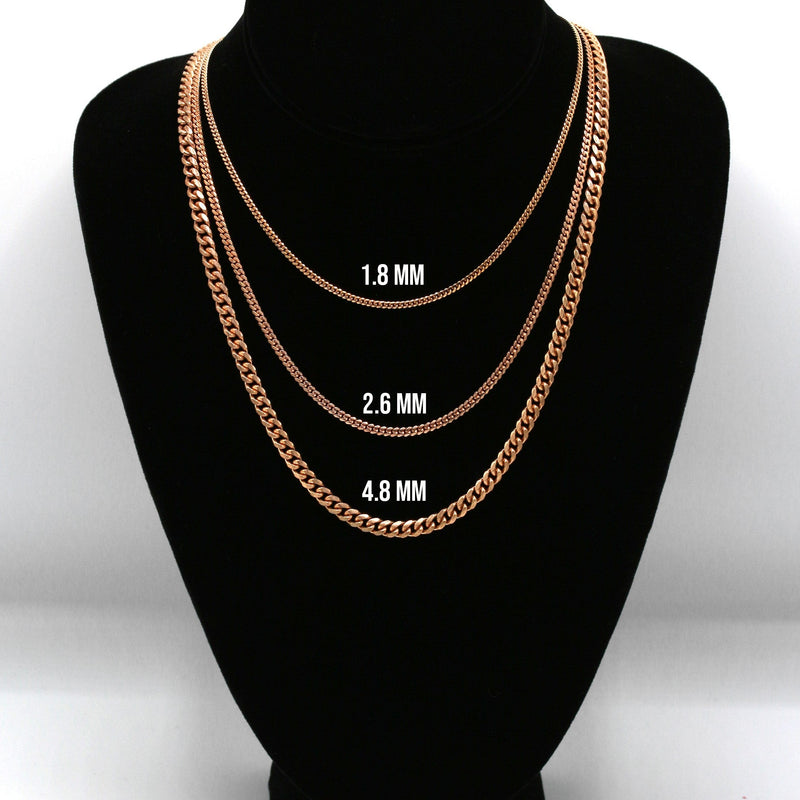 Silver Chain - Mens Rose Gold Chain / Miami Cuban Link Chain