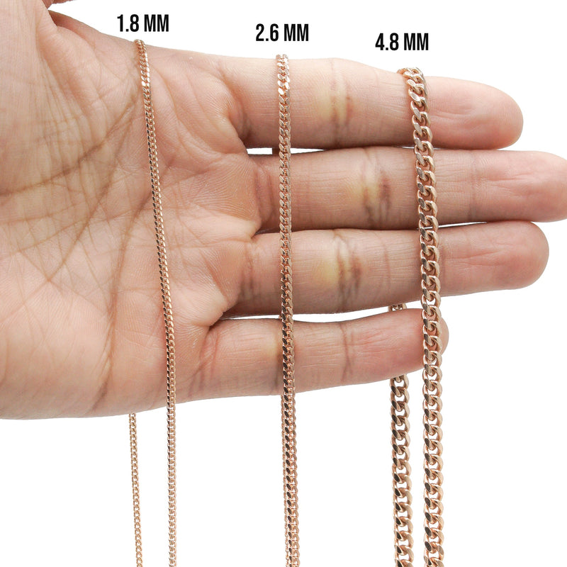 Silver Chain - Mens Rose Gold Chain / Miami Cuban Link Chain