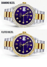 Diamond Gold Rolex Watch For Men 16233 | 36Mm | Royal Blue Dial | Oyster Band