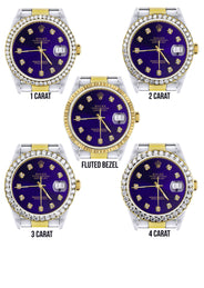 Diamond Gold Rolex Watch For Men 16233 | 36Mm | Royal Blue Dial | Oyster Band