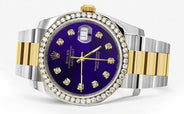 116233 | Diamond Gold Rolex Watch For Men | 36Mm | Royal Blue Dial | Oyster Band