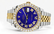 Rolex Datejust 41 Watch | 41 MM | 18K Yellow Gold & Stainless Steel | Custom Royal Blue Roman Dial | Jubilee Band