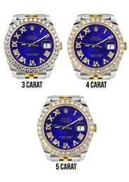 Rolex Datejust 41 Watch | 41 MM | 18K Yellow Gold & Stainless Steel | Custom Royal Blue Roman Dial | Jubilee Band