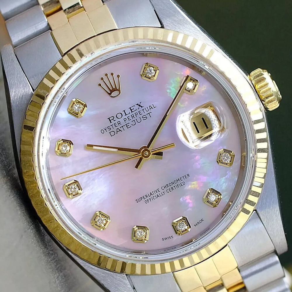 Rolex Datejust | 36MM | Pink Mop  Diamond Dial | Two Tone |  Jubilee Band