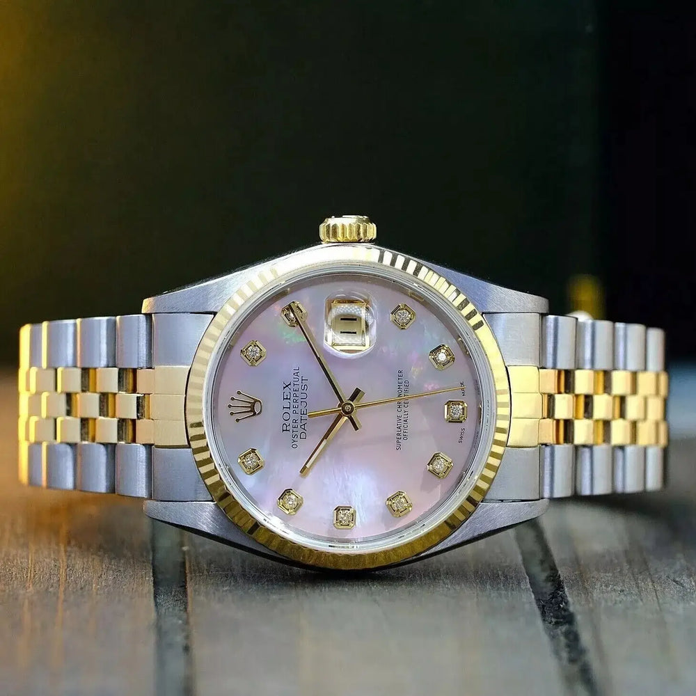 Rolex Datejust | 36MM | Pink Mop  Diamond Dial | Two Tone |  Jubilee Band