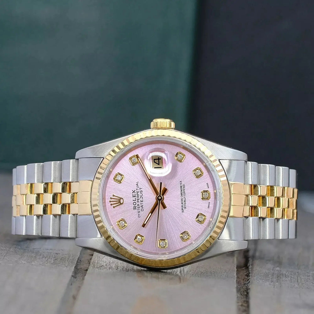 Rolex Datejust | 36MM | Pink Diamond Dial | Two Tone |  Jubilee Band