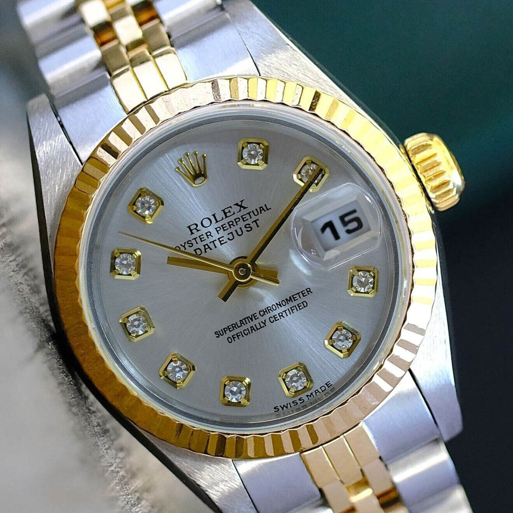 Rolex Datejust 69173 26MM Silver Diamond Dial With Two Tone Jubilee Bracelet