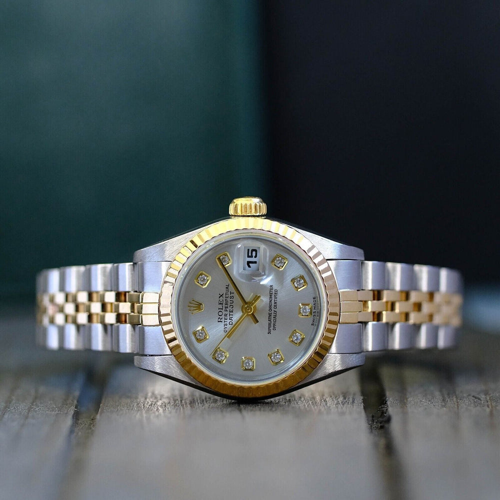 Rolex Datejust 69173 26MM Silver Diamond Dial With Two Tone Jubilee Bracelet