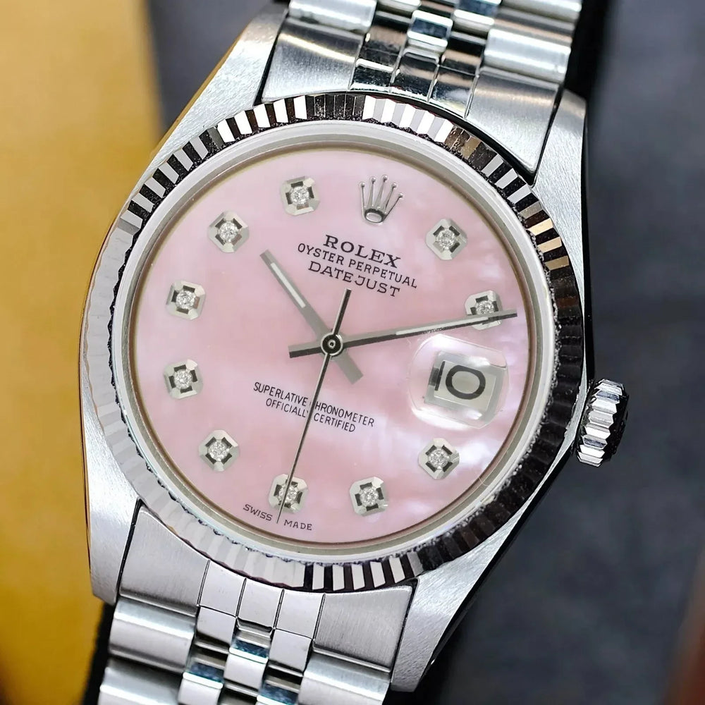Rolex Datejust Watch | 36MM | Pink Mop Diamond Dial | Jubilee Band