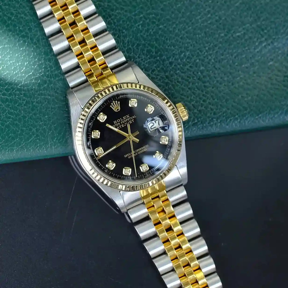 Rolex Datejust | 36MM | Two Tone | Black Dial Diamond Dial
