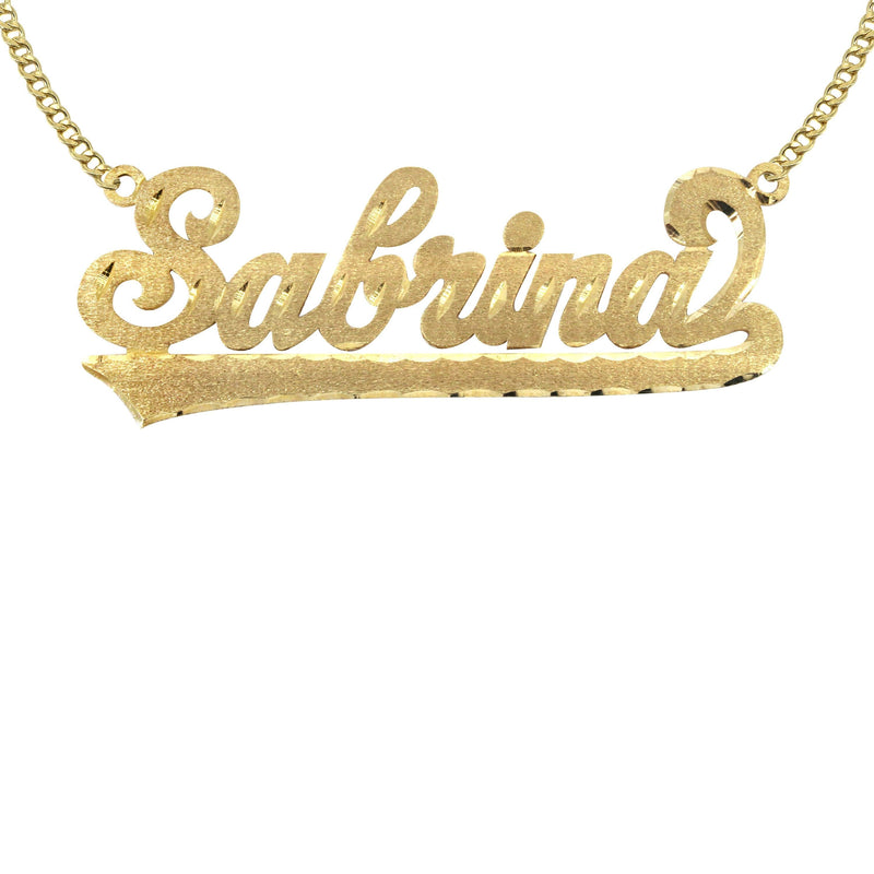 14K Gold  Diamond Cut Name Plate Necklace | Style #53