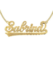 14K Gold  Diamond Cut Name Plate Necklace | Style #53