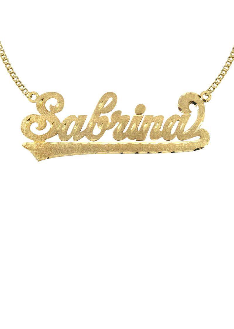 14K Gold  Diamond Cut Name Plate Necklace | Style #53