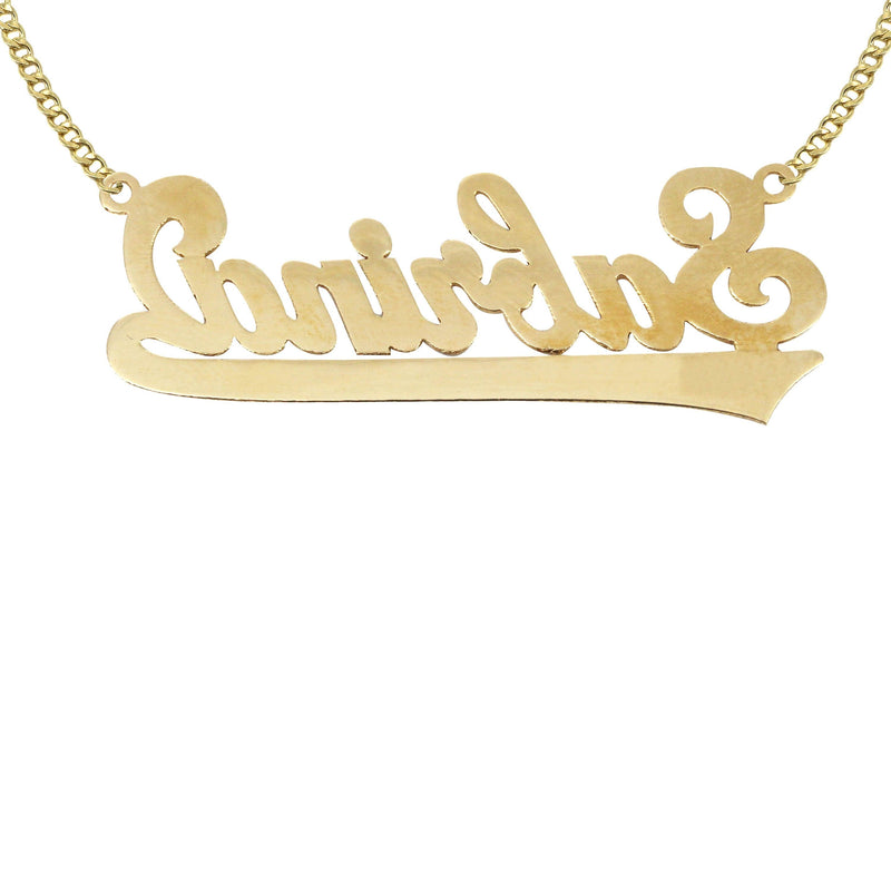 14K Gold  Diamond Cut Name Plate Necklace | Style #53