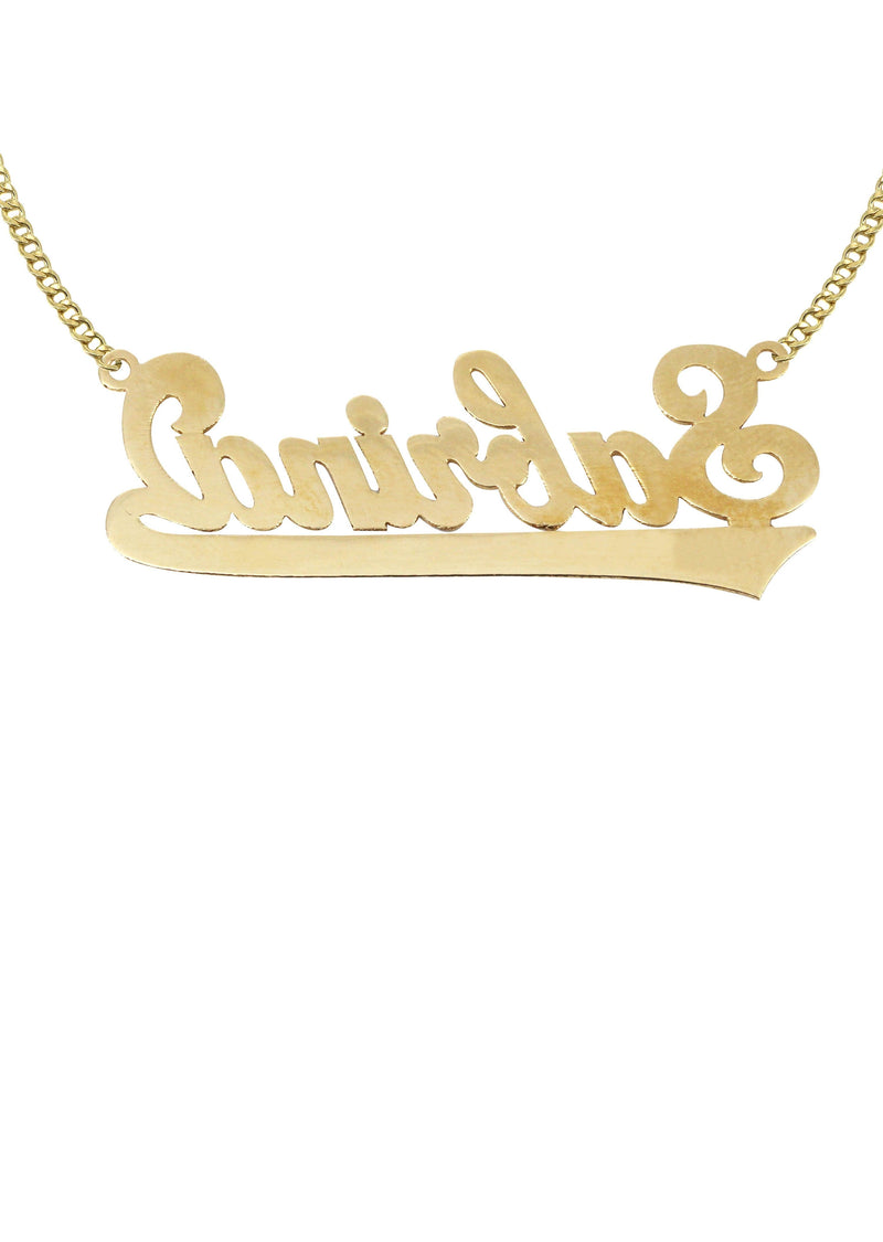 14K Gold  Diamond Cut Name Plate Necklace | Style #53
