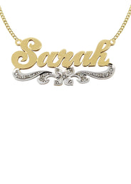 14K Gold  Two Tone Name Plate Necklace | Style #77