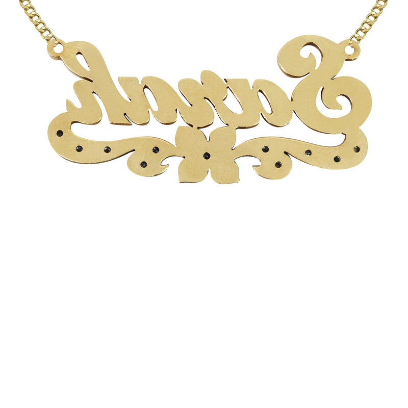 14K Gold  Two Tone Name Plate Necklace | Style #77