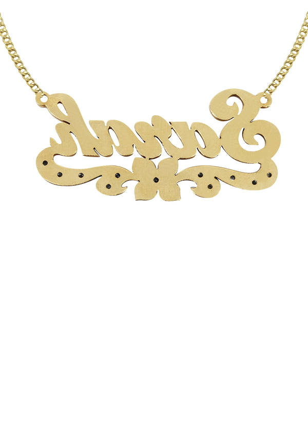 14K Gold  Two Tone Name Plate Necklace | Style #77