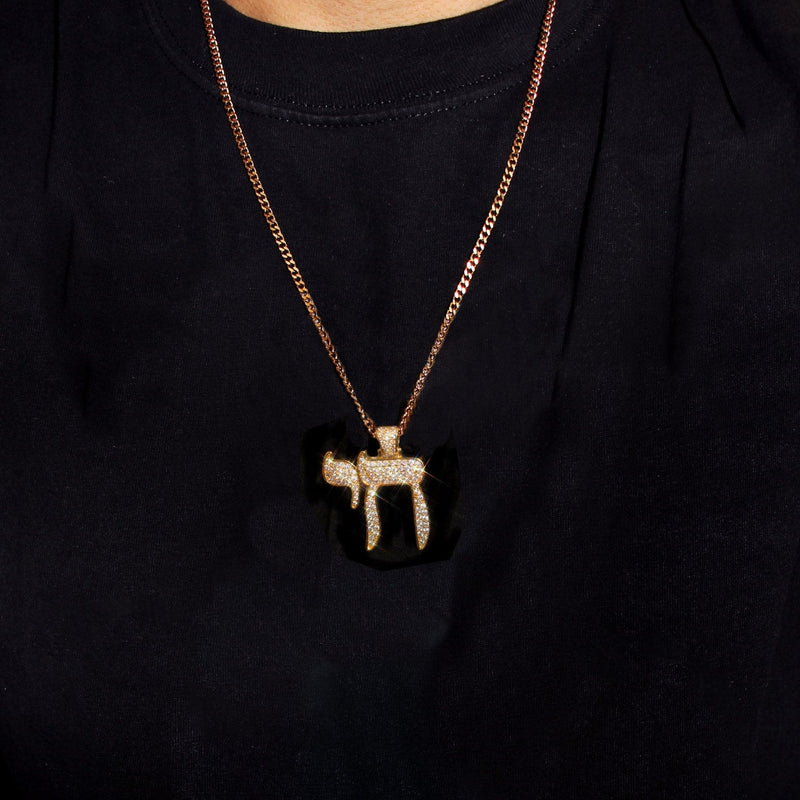 Mens Gold Plated Rope Chain & Chai  Pendant | Appx. 19.4 Grams