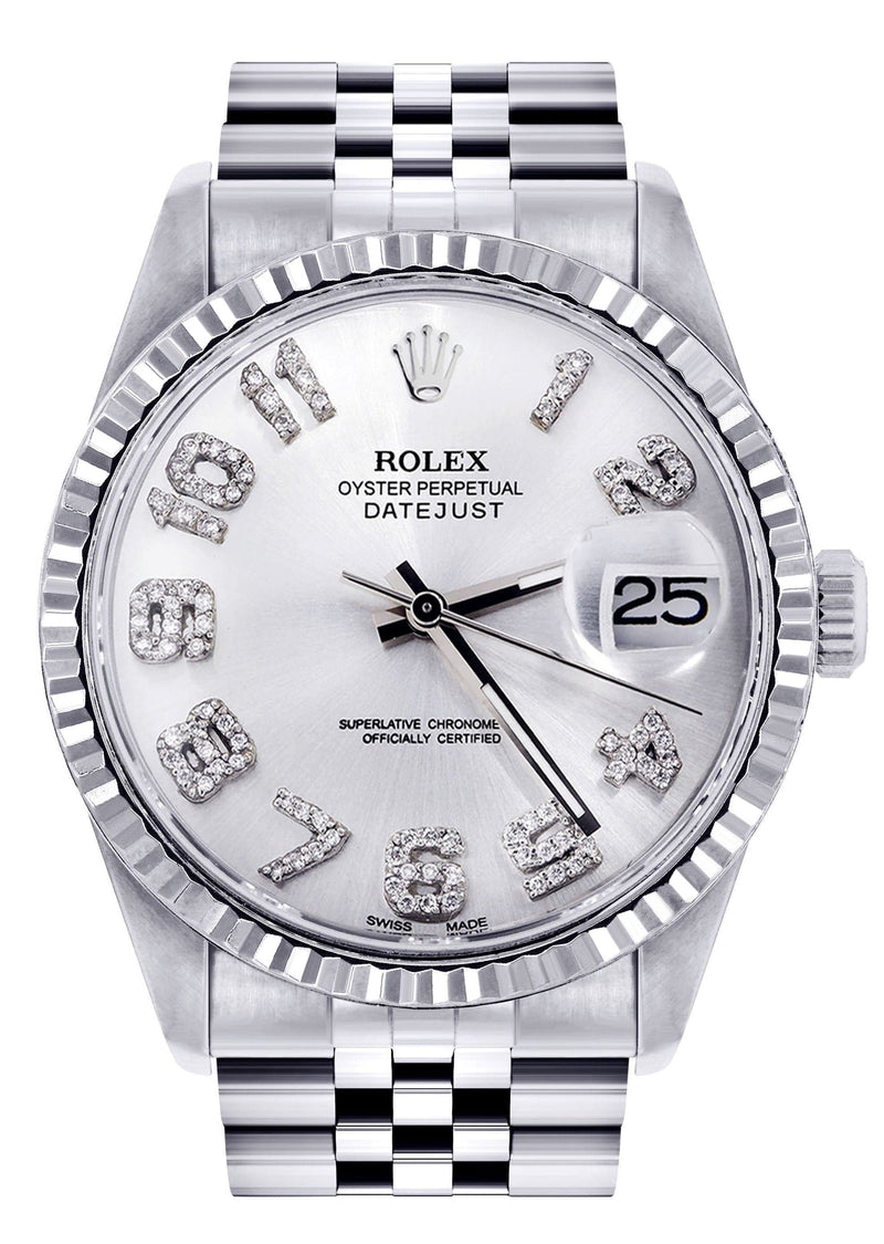 Mens Rolex Datejust Watch 16200 | Fluted Bezel | 36Mm | White Dial | Jubilee Band