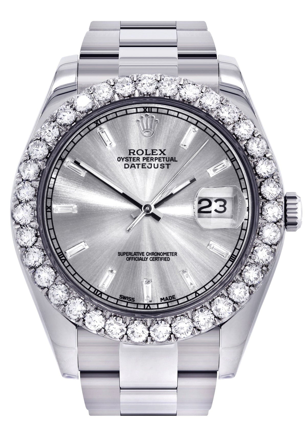 Rolex Datejust II Watch | 41 MM | Custom Silver Diamond Dial | Oyster Band