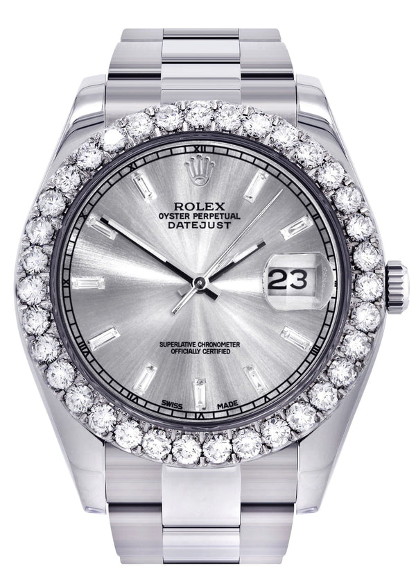 Rolex Datejust II Watch | 41 MM | Custom Silver Diamond Dial | Oyster Band