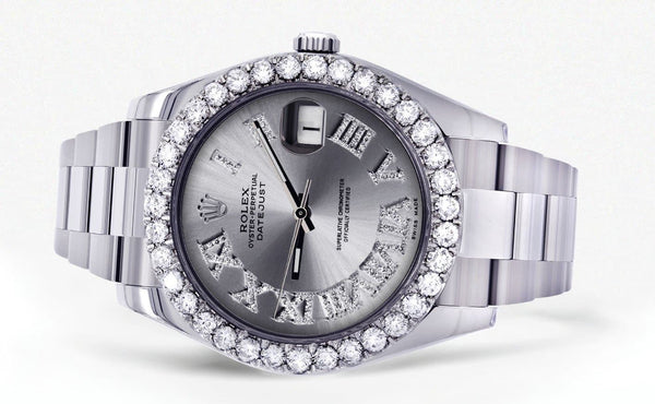Rolex Datejust II Watch | 41 MM | Custom Silver Roman Dial | Oyster Band