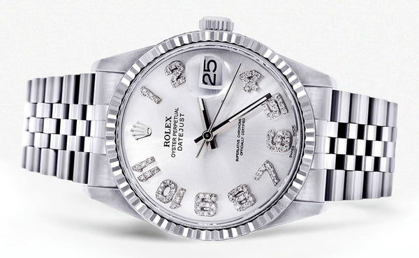 Mens Rolex Datejust Watch 16200 | Fluted Bezel | 36Mm | White Dial | Jubilee Band