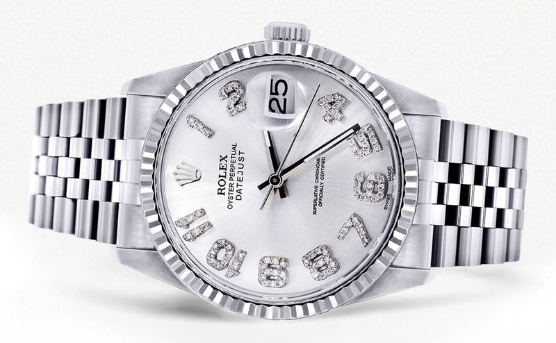 Mens Rolex Datejust Watch 16200 | Fluted Bezel | 36Mm | White Dial | Jubilee Band