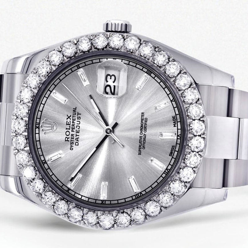 Rolex Datejust II Watch | 41 MM | Custom Silver Diamond Dial | Oyster Band