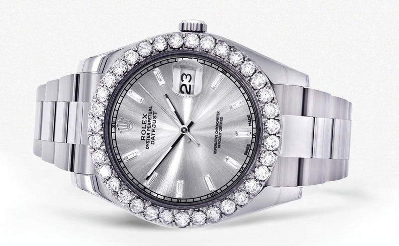 Rolex Datejust II Watch | 41 MM | Custom Silver Diamond Dial | Oyster Band