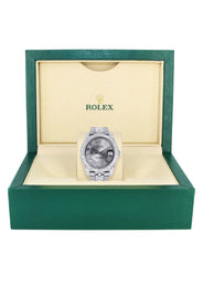 Diamond Iced Out Rolex Datejust 41 | 25 Carats Of Diamonds | Custom Silver Roman Numeral Diamond Dial | Two Row | Jubilee Band